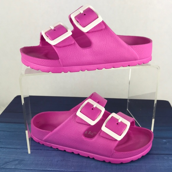 GIRLS DOUBLE BUCKLE COMFORT SLIDES - Picture 2 of 8
